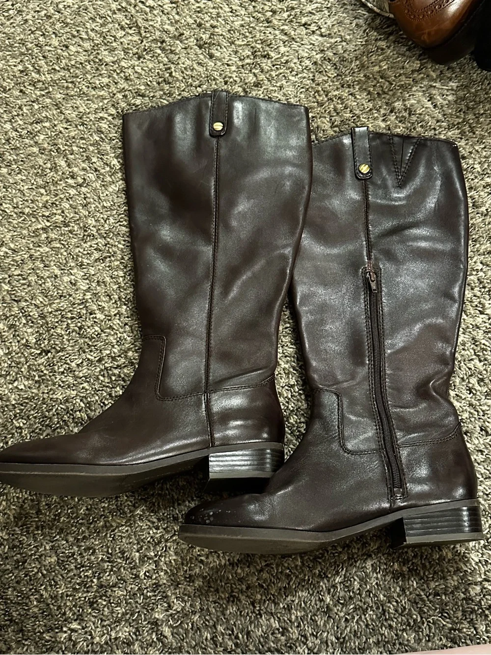 INC Women's Tall Leather Riding Boots in Dark Brown